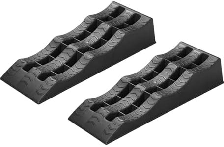 Juego de 2 cuñas de compensación para autocaravanas y caravanas, 3 peldaños (4/7/10 cm), antideslizantes, hasta 5T, resistentes a los rayos UV, color negro