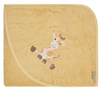 Sterntaler Baby Kapuzenbadetuch 80x80cm Giraffe Kaya – Weiches, saugfähiges Baumwoll Badetuch mit niedlicher Applikation – Für Babys und Kleinkinder, Ocker