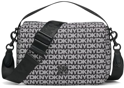 DKNY Jenny Flap Shoulder, 100% Polyester avec Bordure en polyuréthane Femmes, Logo Noir et Noir