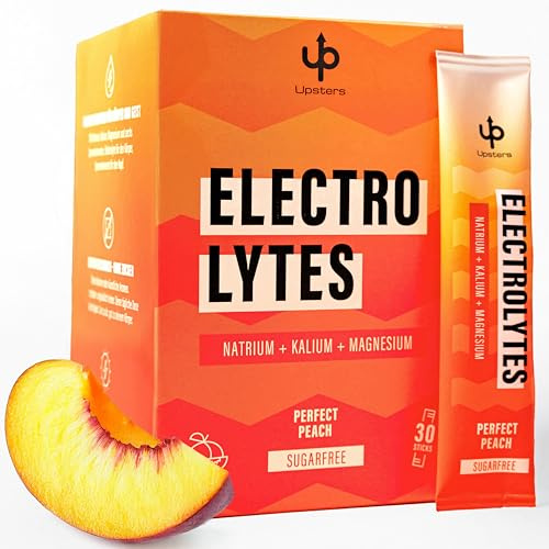 Upsters Electrolytes Perfect Peach | Elektrolyte ohne Zucker mit Mineralstoffen & Cholin | 30 Sticks | Zuckerfreies Pulver für Alltag & Sport | Vegan & Keto (30 Portionen, Pfirsich)