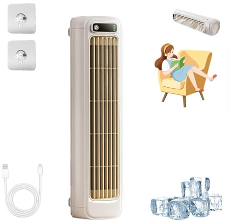 Coldeez Cooling Ace, Coldeeze Cooling Ace, Climatiseur Mobile Silencieux, Rafraichisseur D'air, Ventilateur Mural Silencieux à 3 Vitesses, Rechargeable (Beige)