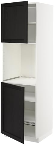 ProTuning METOD Four à cabine haute avec 2 portes/étagères, blanc/Lerhyttan teinté noir, 60 x 60 x 200 cm