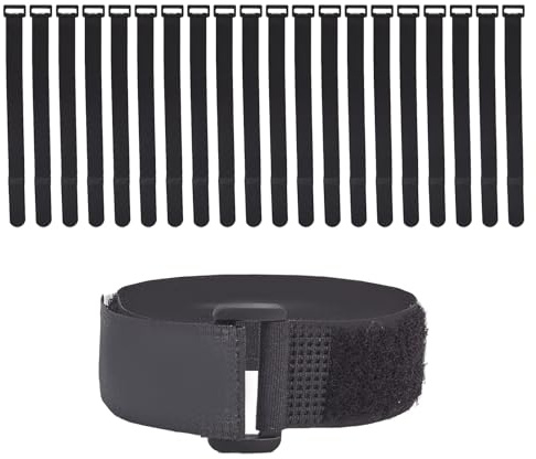 NICENEEDED 20 Pack 12 x 1 Inch Reusable Fastening Cable Ties and Cable Straps, Adjustable Multi-Purpose Hook and Loop Straps, Nylon Cable Ties Organizer Fastener Management Wire Strap