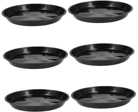 VANZACK 6 Pièces Soucoupes pour Plantes Noires Plastique Rondes Lot de Coupelles Plateaux de Pot pour Cactus Égouttoirs Résistants Aux Intempéries Protection Sol Intérieur Extérieur