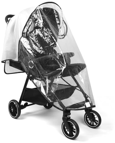 Mkobon Transparenter Regenschutz für Kinderwagen, universal, atmungsaktiv, faltbar, Reise-Wetterschutz, wasserdicht, winddicht, Kinderwagen-Zubehör für Reisen, tägliche Spaziergänge