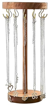 wlsvega Schmuck Aufbewahrung - KettenstäNder - Armbandhalter - Mit 12 Haken KöNnen Sie Halsketten,Ohrringe und ArmbäNder AufhäNgen,Geeignet FüR Zuhause,Schlafzimmer oder Schminktisch (Walnussfarbe)