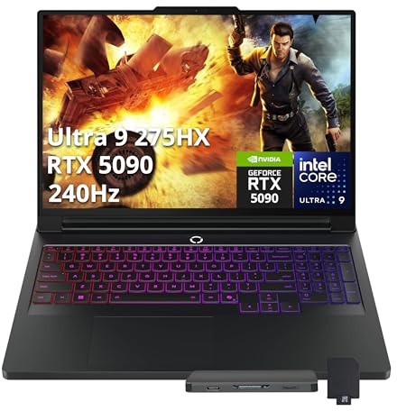 Lenovo Legion Pro 7i 16 WQXGA OLED 240Hz Gaming Laptop, Intel Ultra 9 275HX, GeForce RTX 5090, 32GB DDR5, 2TB Storage(1TB SSD+1TB Docking Station Set), Backlit Keyboard, WiFi 7, Win 11 Pro, Black