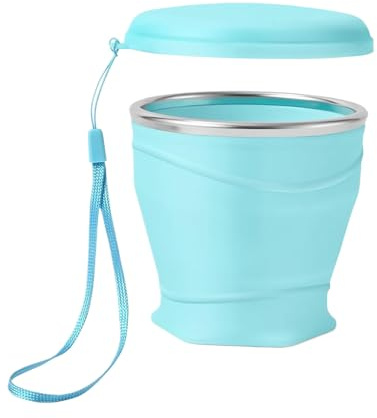 Générique Gobelet Pliable avec Couvercle - 260 ml de qualité alimentaire et gourde,Mug et bouteille pour boissons froides | Pour randonnée extérieur voyage femmes hommes famille amis