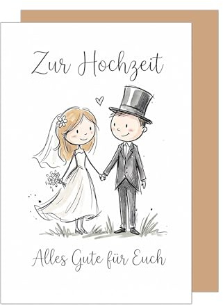 Edition Seidel Premium Glückwunschkarte zur Hochzeit mit Umschlag. Hochzeitskarte Grußkarte Karte Klappkarte Spruch Vermählung Ja-Wort Paar Brautpaar Mann & Frau Liebe Herz Hand in Hand (H560 SW026)