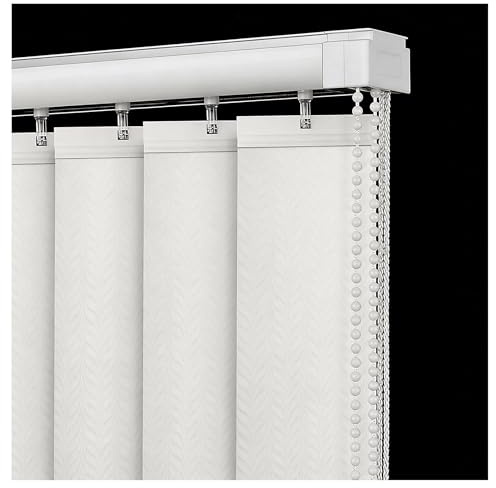 Innenfenster Vertikaljalousien Lamellenvorhang aus Stoff 60 100 160 210 300 cm, Lichtfilterung Vertikalanlage Schiebevorhang Anpassbar Lamellenanlage für Wohnzimmer Büro(Weiß,W200cm x H100cm)