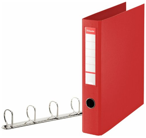 Esselte 4 ringpärmar, PP, rymmer upp till 380 ark, 60 mm ryggrad, 82403 - A4, röd