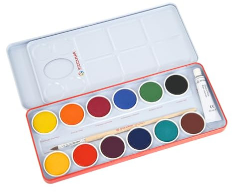 Stockmar Deckfarben - 12 Farben + Deckweiß + Pinsel + Mischpalette