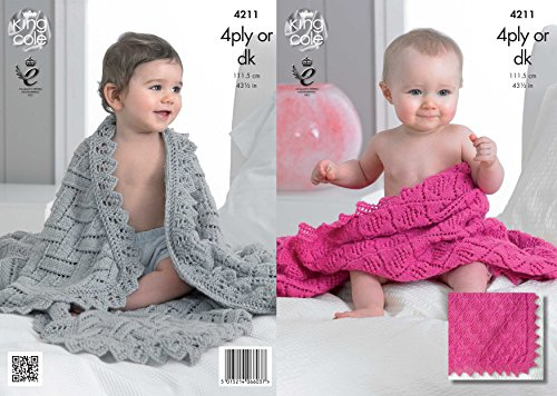 King Cole 4211 Strickmuster Schultertücher Baby Knit in King Cole 4-lagig oder DK