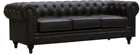 Habitat et Jardin Divano fisso Chesterfield Aliza - 204 x 80 x 58 cm - 3 posti- Marrone