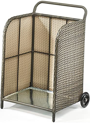 Kobolo Kaminholzwagen Transportwagen aus Polyrattan grau auf Metallrahmen 79 cm