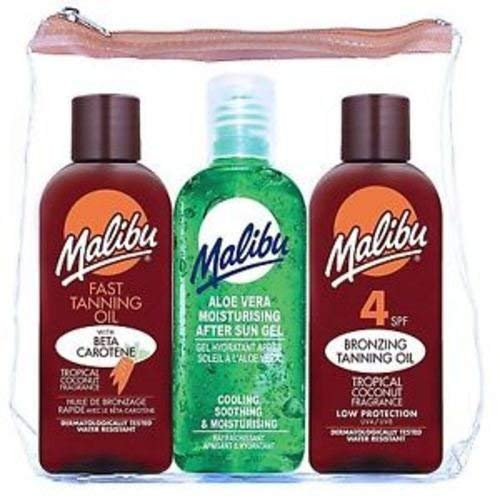 Malibu Reise Pack SPF 4 Bronze Öl, Aloe Vera after Sun Gel, Kokosnuss Braun Öl