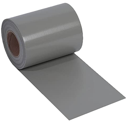 NOOR Sichtschutzstreifen PVC BASIC - moderne Zaunblende Silber 0,19x35 m | blickdichter Wind- & Sichtschutz für Doppelstabmattenzaun 450 g/m² - wetterfest, UV-beständig, inklusive 25 Klemmschienen