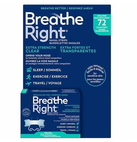 Breathe Right Nasal Strips - Extra Strength - CLEAR - 72 Clear Strips