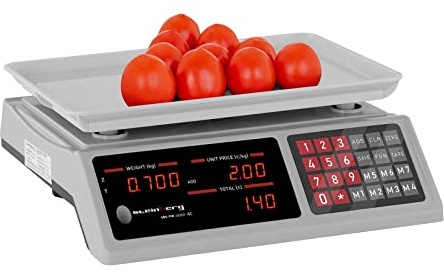 Steinberg Balance de contrôle Électronique Professionnelle SBS-PW-402EP (Non Homologuée, 0-40 kg, ±2 g, 33.7x23 Cm, 6 Écrans, 7 Espaces Mémoire, Plateau ABS)