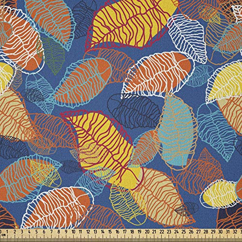 ABAKUHAUS Blätter Stoff als Meterware, Bunter Herbst, Microfaser Multi Zweck Dekostoff für Kunsthandwerke, 3M (230x300cm), Mehrfarbig