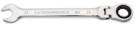 GearWrench Llave combinada de trinquete de cabeza flexible de 12 puntos de arco oscilante de 4 grados de 24 mm - 86724