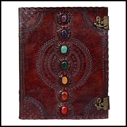 ALASKA EXPORTS - Leder-Tagebuch mit Halbedelstein & Schnallenverschluss Leder Tagebuch Geschenk für Sie (1) (25,4 x 33 cm)