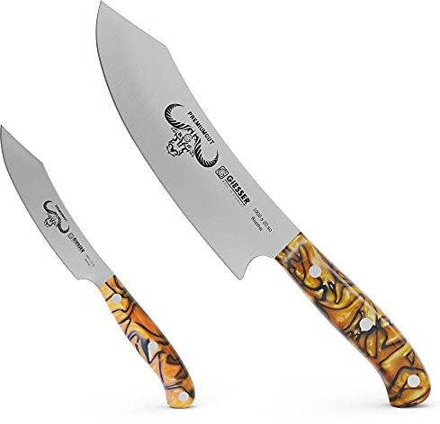 Giesser seit 1776 - Made in Germany - PremiumCut, Spicy Orange, Messerset 2 teilig, Kochmesser 20 cm, Acryl, Officemesser 10 cm, exotisch, rostfrei, Grillmesserset
