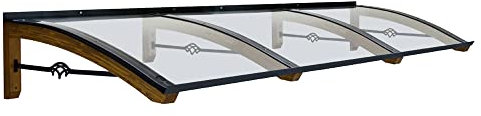 Vordach aus hölzern für den Außenbereich Farbe Honig, Transparente kompakte Polycarbonatabdeckung, Modell Legno PIGNA, Haustür-Vordächer Größe 100 x 300 cm
