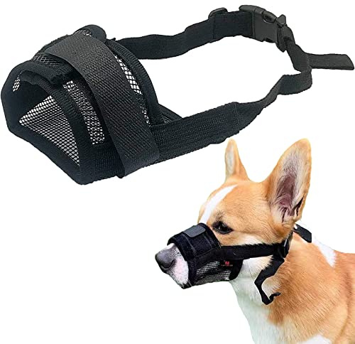 Hund Munkorg Mesh Hundmunstycke Munkorg FöR Hundar Nylon Mjuk Hund Nosparti Andas Munkorgar FöR Hund Med Justerbar Loop FöR Medium Hundar, Svart(L)