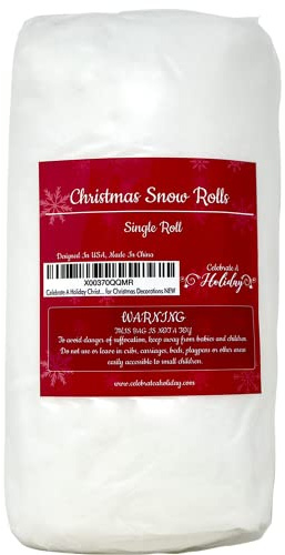 Celebrate A Holiday Christmas Snow Roll - 3 Foot X 8 Foot Artificial Snow Blanket for Christmas Decorations - Fake Snow Blanket for Christmas Villages (1 Pack)