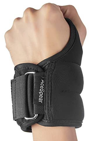 AceSpear Wrist Weights with Thumb Loops Lock for Men Women 1lb*2 2lbs*2 3lbs*2 Ankle Weights Weighted Gloves for Running Strength Training Walking Exercises (Black, 2 lbs x 2)