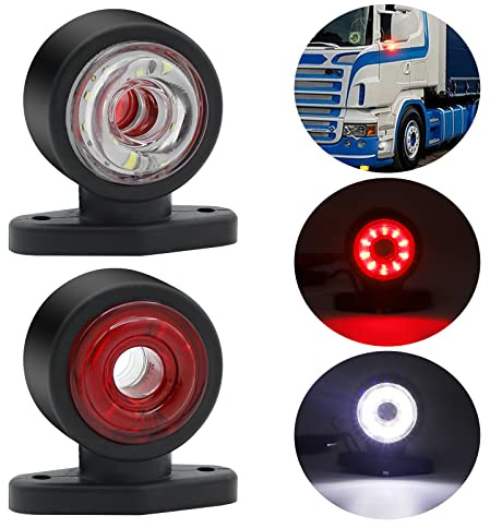 NWpangu 2PCS LED Side Marker Lights, 12V Trailer Side Lamp Double-Side White/Red Warning Lamps Indicators Clearance Lights for Truck Van Bus RV Caravan.