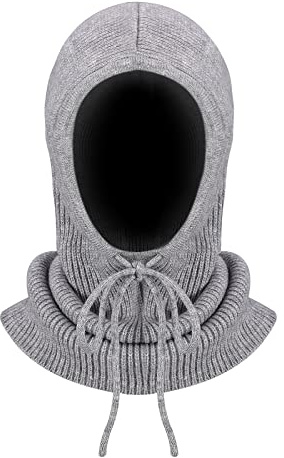 TAGVO Hat Scarves 2 in 1, Windproof Knit Balaclava, Winter Soft Pullover Knit Scarf Beanie Hoodie Scarf, Elastic Neck Warmer Scarf, Unisex Women's Scarves & Wraps for Winter Wear Grey