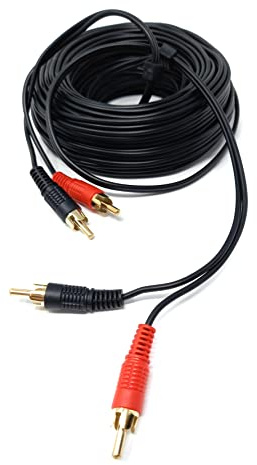 DRUT Câble Audio stéréo RCA vers RCA Phono Twin Jack vers Jack 15 m Compatible avec CD/DVD/amplificateur/HiFi/DJ Mixer/Platine Vinyle 50 Pieds connecteurs Or Noir