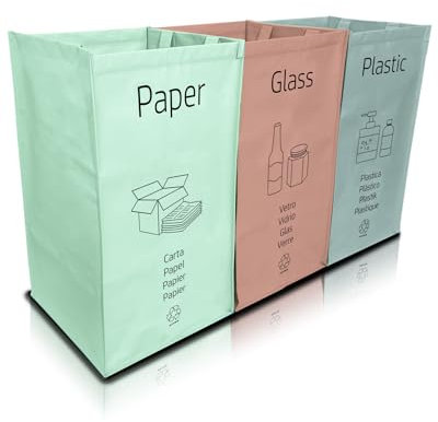 NYIKA - Mülltrennsystem 3fach - Recycling System - Mülltrennsystem - Altpapier Sammler - Mülltrennung - Mülltrennsysteme - Flaschensammler Leergut