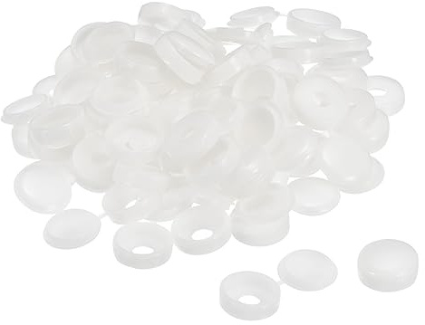 sourcing map 100 Stück 6 mm Scharnierschrauben Abdeckkappen Kunststoff Faltschraube Snap Abdeckungen Unterlegscheibe Flip Schraube Schutz Abdeckung für M4 M5 M6 Schrauben, weiß