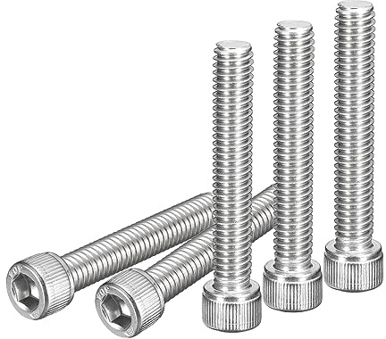 DTGN 5/16-18x2 Tornillo de Cabeza Hexagonal - Paquete de 10 - para Sujetar Muebles - Rosca Completa - Tornillos de Acero Inoxidable 304 con Cabeza Hexagonal - Color plateado