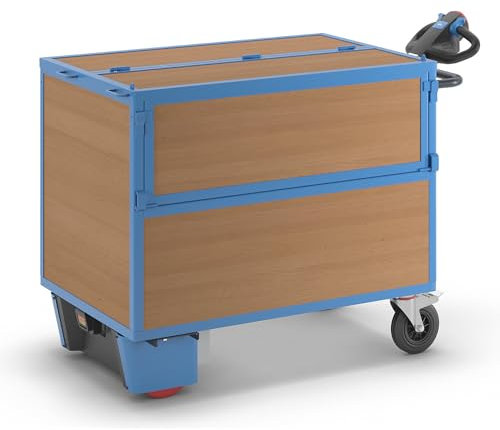 EUROKRAFT PRO | Carrello a cassone con azionamento Elettrico | pareti in Legno MDF | con Coperchio | lungh x largh x Alt 1630 x 830 x 1200 mm