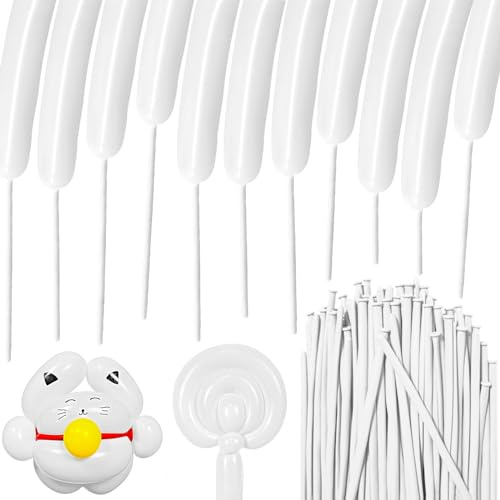 HYKJNBW 100Pcs White 260 Balloons, Skinny Long Balloon for Tying Balloon Arch Twisting Ballon Animal Balloons Birthday Party Wedding Festival Decorations.