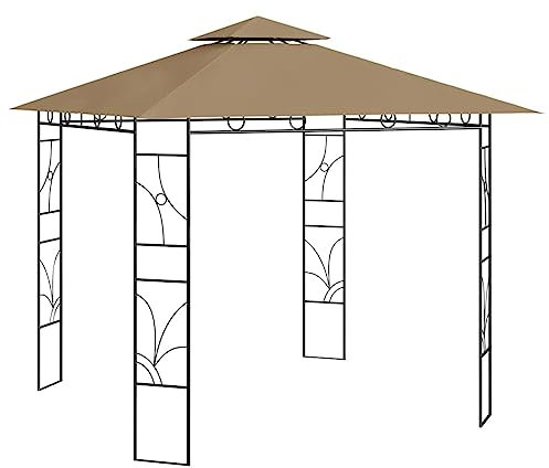 Gecheer Cenador de 3 x 3 x 2,7 m, color gris topo, 160 g/m², cenador de exterior, cenador con lona, pabellón de jardín, carpa para fiestas, cenador para barbacoa, #7