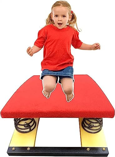 Hartholz-Gymnastik-Sprungbrett, Junior-Sprungbrett mit Stahlfedern, Kinder-Sprungbrett für Zuhause/Schule/Turner/Anfänger (Farbe: Rot)