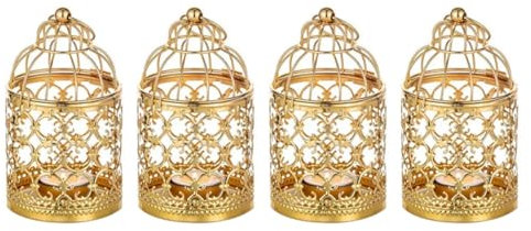 4 PCs Kleiner Teelicht hängende Vogelkäfig -Laterne, Goldlaternen für Kerzen Vintage dekorative Mittelstücke der Hochzeit und Party, Teelichthalter Weihnachtskerzenhalter Dekorationen,
