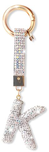 ZVRSUA Schlüsselanhänger Buchstabe mit Strass，Schlüsselanhänger Name，Schlüsselanhänger Mädchen Frauen,Bag Charms,Rucksack Anhänger，Schlüsselanhänger Gliter，Geschenke für Damen Mädchen，Keychain Silber
