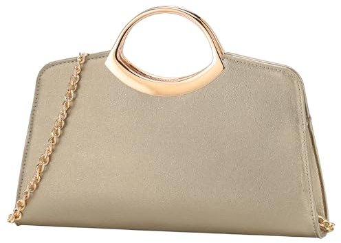 Kasgo Clutch Damen, Mode Vegan Handtasche Frauen Abendtasche Formal Crossbody Tasche für Party Hochzeit Cocktail Prom Vergoldetes Gold