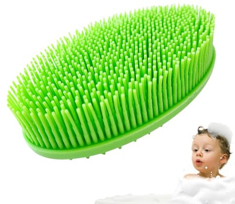 Rubber Body Scrubber, Silicone Soft Bristles Double-Sided Scrubber, Shower Bath Brush, Silicone Body Scrubber, Handheld Cleansing Skin Brush Boy Girl Shower Bath Brush for Deep Cleaning