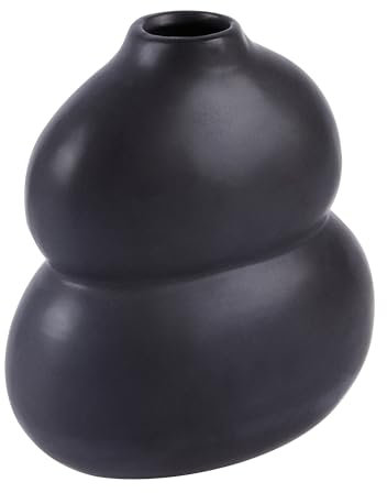 Restaurantware-Table Art Flower Vase, 1 Bottle Gourd Decorative Vase - Minimalist, Modern, Black Ceramic Piece, Use Fresh Or Artificial Flowers, for Kitchen, Home, Living Room, Office, and More