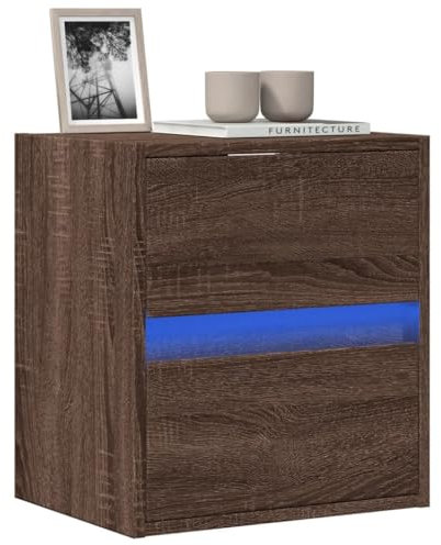 ShGaxin 852283 Meuble TV mural avec lumières LED marron chêne 41 x 31 x 45 cm