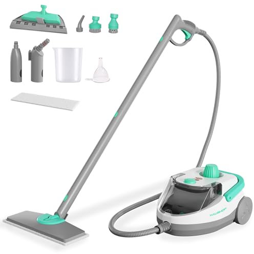 HAUSHOF Multipurpose Steam Cleaner with 1.5 L Water Tank & 17 Accessories, 1800W High-Temp & Chemical-Free Powerful Steamer Cleaner for Floor, Carpet, Window, Car