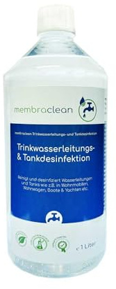 1 Liter membraclean Trinkwasserleitungs- und Tankdesinfektion | Zur Reinigung & Desinfektion von Wasserleitungen und Wassertanks in Wohnmobilen, Booten, Yachten sowie im Lebensmittelbereich
