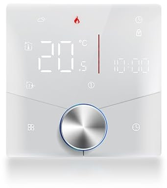 Smart Matter Thermostat de chauffage intelligent pour chaudière à gaz/eau 3A, thermostat de programmation d'écran tactile Wifi compatible avec Alexa Google Home Homekit,blanc